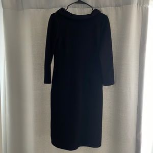 Size 4 Boden black textured work dress with pilgrim collar